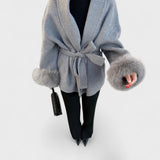 Lana | Elegant Wool Coat with Faux Fur Details