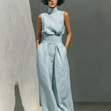 Ensemble Blouse Sans Manches et Pantalon Ample pour Femmes