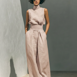 Ensemble Blouse Sans Manches et Pantalon Ample pour Femmes
