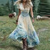 Marie | Flowing Embroidered Floral Dress