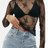 MARYAM™ - Ensemble top en dentelle unie et combinaison avec poches